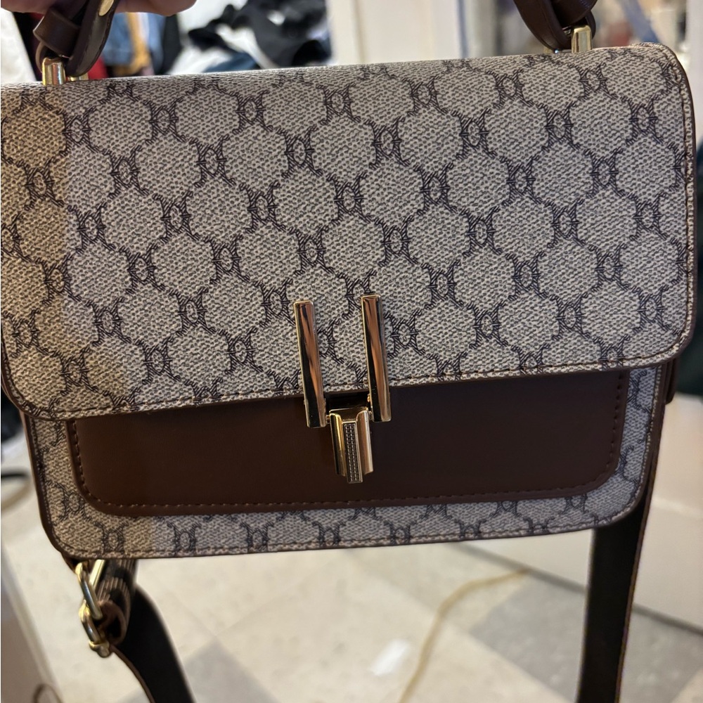Brown Patterned Designer Shoulder Bag